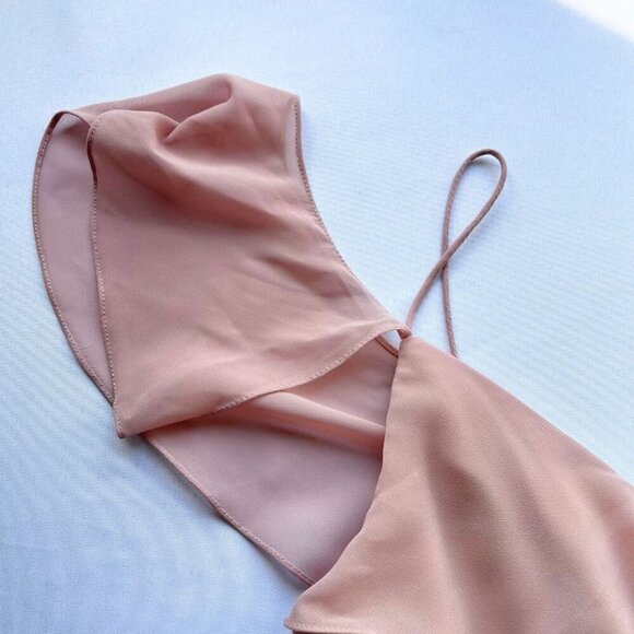 NWT JENNY YOO COLLECTION OLD PINK COLD SHOULDER FLUTTER CHIFFON BRIDESMAID DRESS - Picture 10 of 13